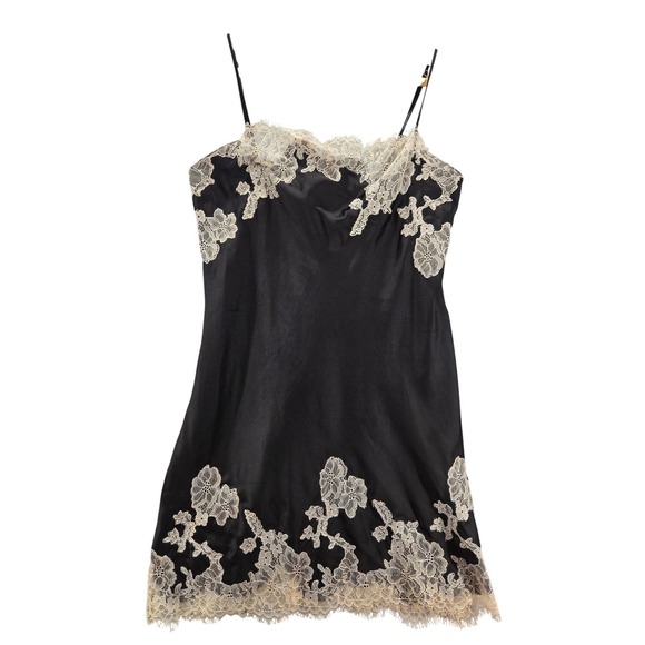 Victoria's Secret Black Lace Trim Slip Dress Camisole Lingerie Nightgown Size S - Picture 1 of 6